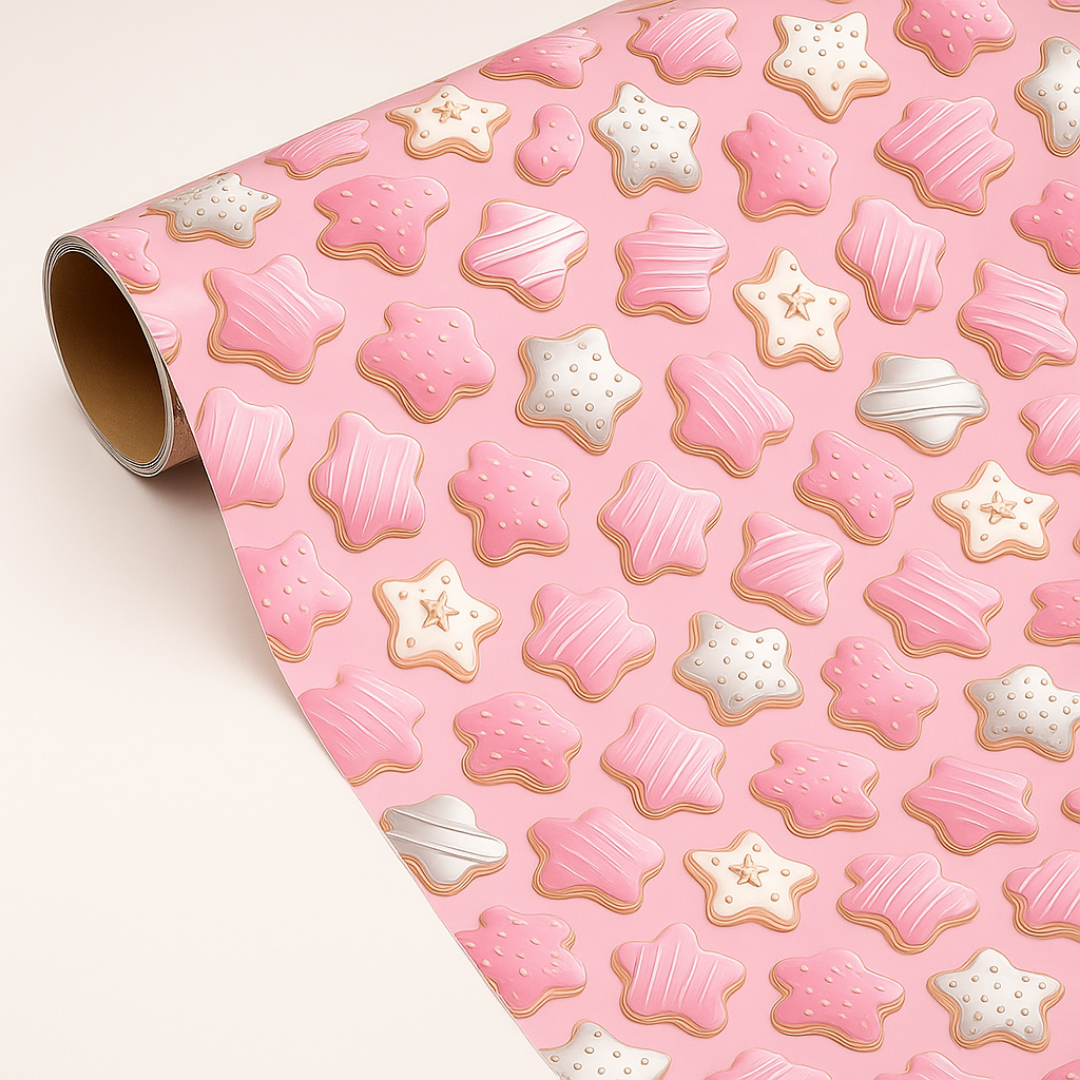 Pink White Cookie Gift Wrapping Paper (Pack of 20 sheets) | 95 GSM | 19.5 x 27.5 inches
