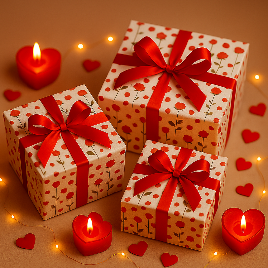 Romantic Red Rose Gift Wrapping Paper(Pack of 20 sheets) | 80 GSM | 19.5 x 27.5 inches