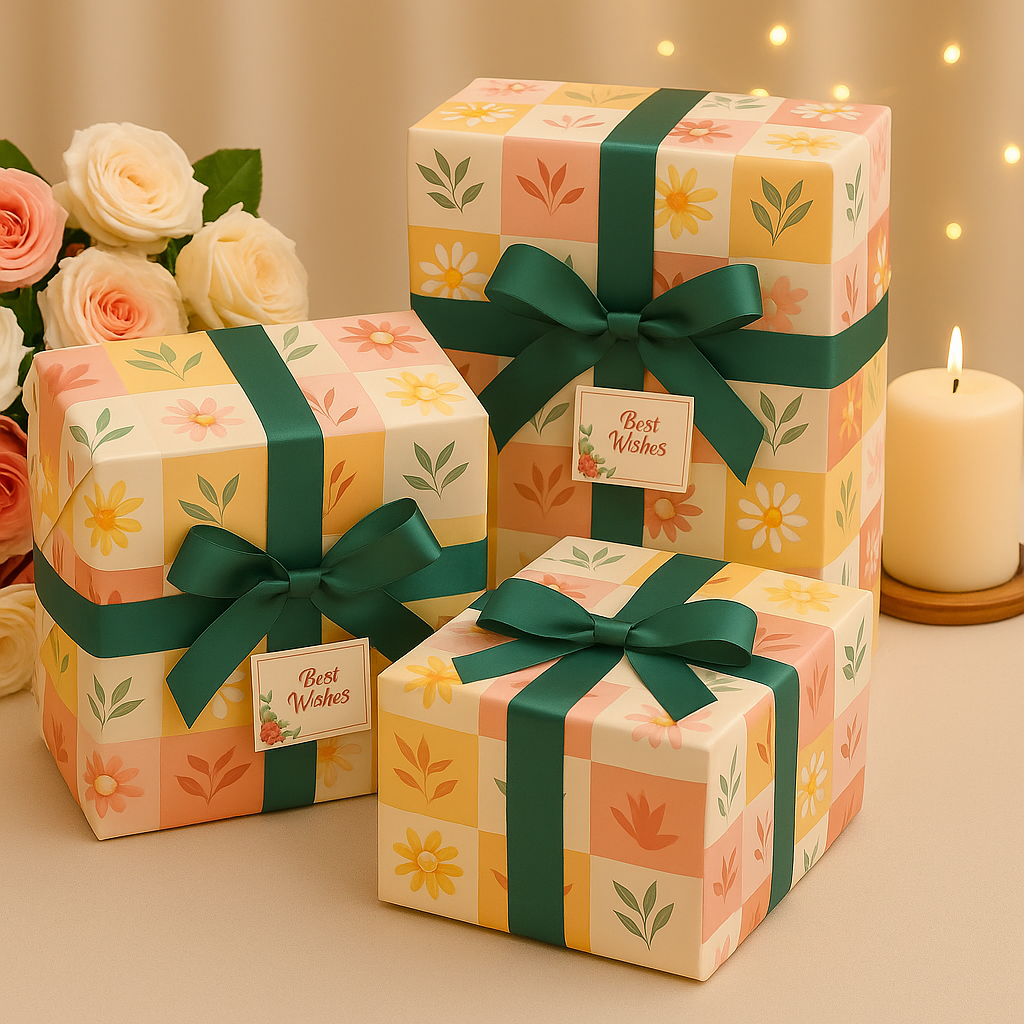 Multi Floral Check (Pack of 20 sheets) | 95 GSM | 19.5 x 27.5 inches