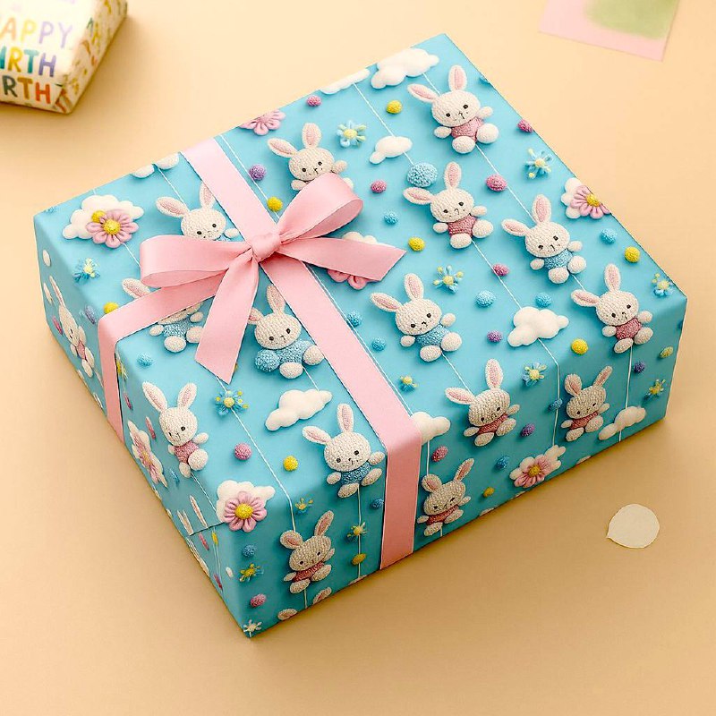 Bunny Gift Wrapping Paper (Pack of 20 sheets) | 95 GSM | 19.5 x 27.5 inches