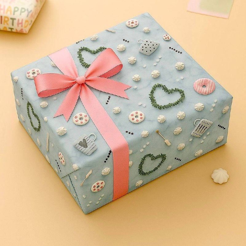 Donuts and Cookies Gift Wrapping Paper (Pack of 20 sheets) | 95 GSM | 19.5 x 27.5 inches
