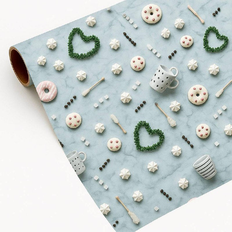 Donuts and Cookies Gift Wrapping Paper (Pack of 20 sheets) | 95 GSM | 19.5 x 27.5 inches