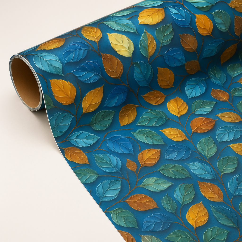 Blue Golden Leaves (Pack of 20 sheets) | 95 GSM | 19.5 x 27.5 inches