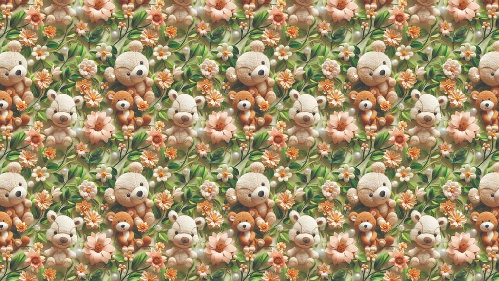 Teddy and Flower Gift Wrapping paper (Pack of 20 sheets) | 80 GSM | 19.5 x 27.5 inches