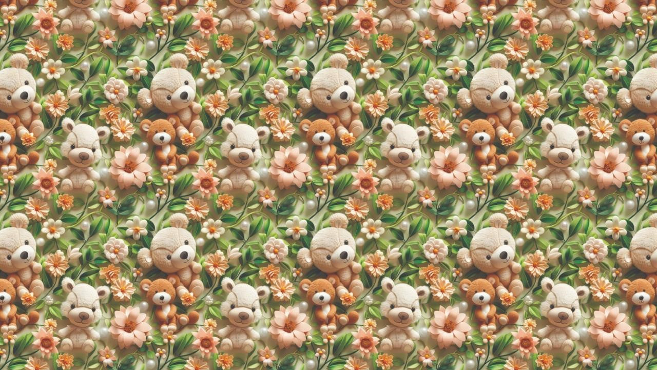 Teddy and Flower Gift Wrapping paper (Pack of 20 sheets) | 80 GSM | 19.5 x 27.5 inches