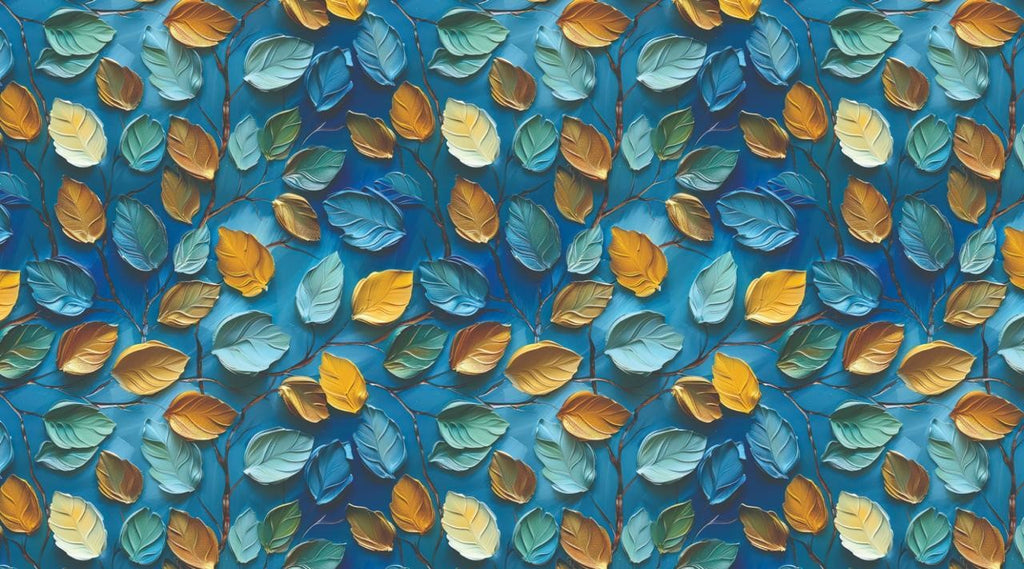 Blue Golden Leaves (Pack of 20 sheets) | 95 GSM | 19.5 x 27.5 inches