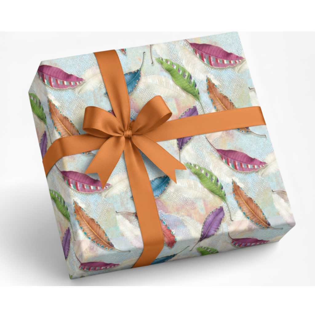 Multicolor Feather Leaf Gift Wrapping Paper(Pack of 20 sheets) | 95 GSM | 19.5 x 27.5 inches