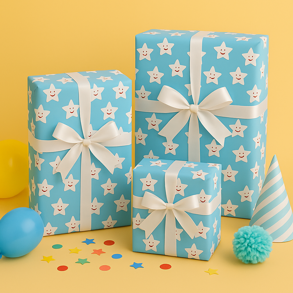 Blue with White Smiley (Pack of 20 sheets) | 95 GSM | 19.5 x 27.5 inches