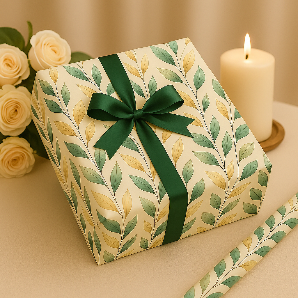 Green White Leaves (Pack of 20 sheets) | 95 GSM | 19.5 x 27.5 inches