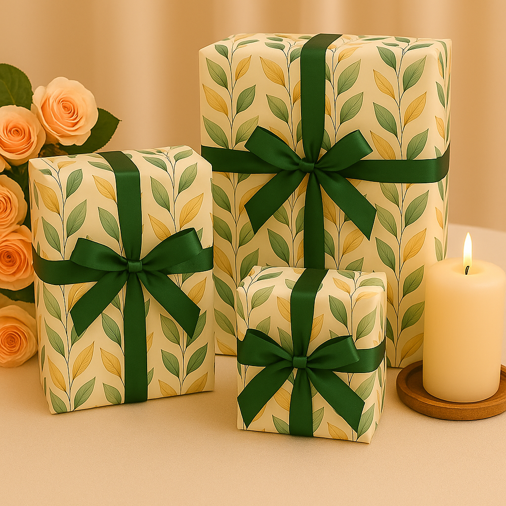 Green White Leaves (Pack of 20 sheets) | 95 GSM | 19.5 x 27.5 inches