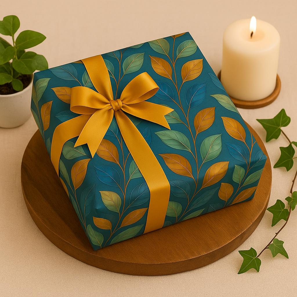 Blue Golden Leaves (Pack of 20 sheets) | 95 GSM | 19.5 x 27.5 inches