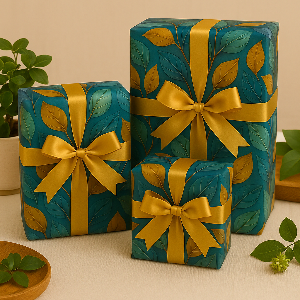 Blue Golden Leaves (Pack of 20 sheets) | 95 GSM | 19.5 x 27.5 inches