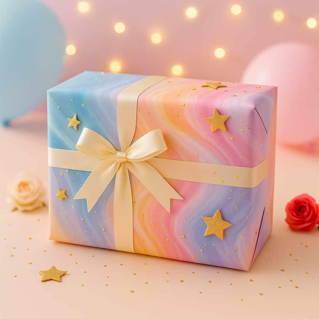 Multicolor Star Gift Wrapping Paper(Pack of 20 sheets) | 80 GSM | 19.5 x 27.5 inches