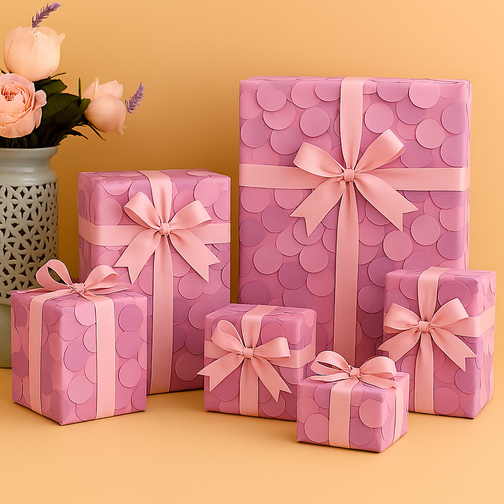 Pink Scallop Gift Wrapping Paper(Pack of 20 sheets) | 95 GSM | 19.5 x 27.5 inches