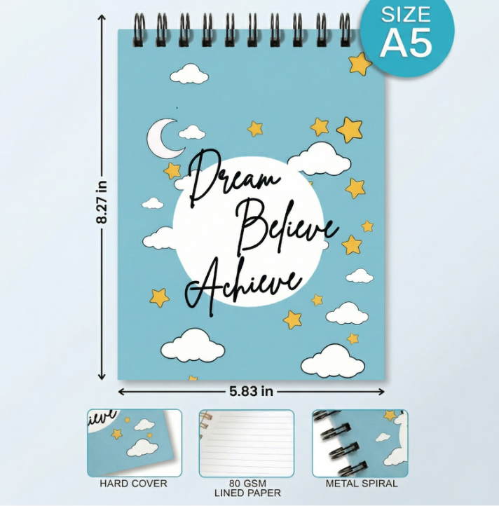 Dream Believe Achieve A5 Diary