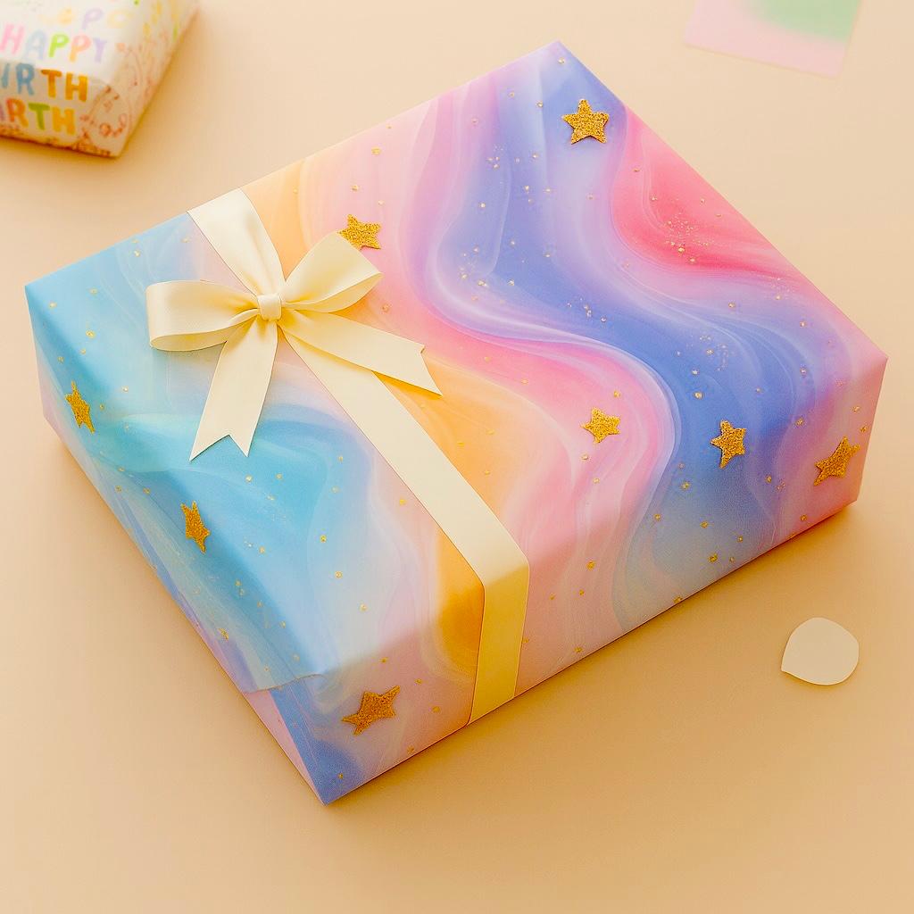Multicolor Star Gift Wrapping Paper(Pack of 20 sheets) | 80 GSM | 19.5 x 27.5 inches