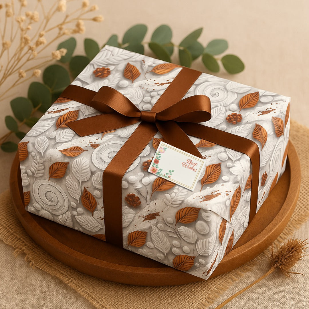 Brown Leaves Gift Wrapping Paper (Pack of 20 sheets) | 95 GSM | 19.5 x 27.5 inches